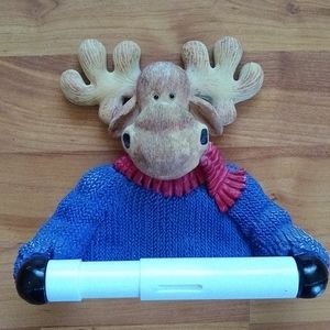 Moose in a sweater toilet paper holder